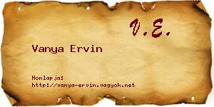 Vanya Ervin névjegykártya